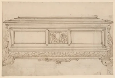 Design for a Cassone.  Verso, Design for a Cabinet Door or Cassone Lid