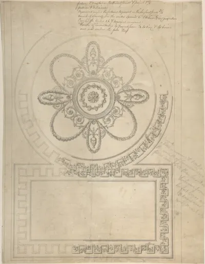 Design for a Ceiling, Ampthill Park, Bedfordshire (Half plan)