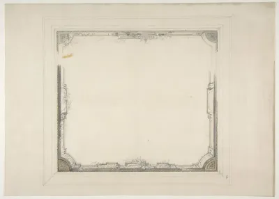 Design for a ceiling to be decorated with a trompe l'oeil balustrade