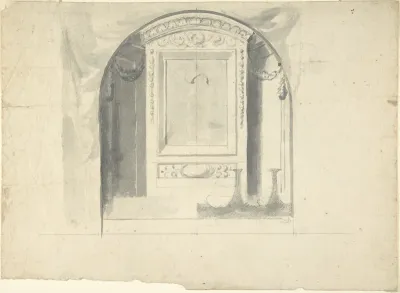 Design for a Chapel or Niche (Recto); Design for Decoration with Putto Head and Rinceau (Verso)