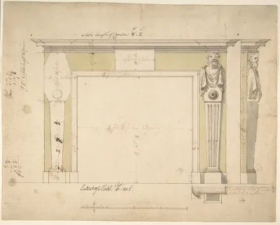Design for a Chimneypiece (recto); Sketches for Column Bases (verso)