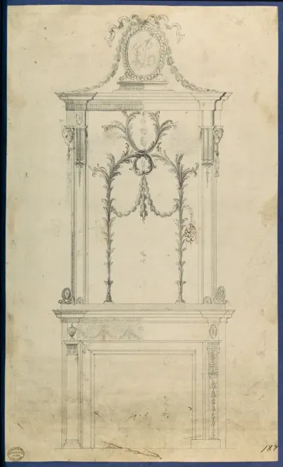 Design for a Chimneypiece with the a Monogram formed of the Initials 'TC', in Chippendale Drawings, Vol. I