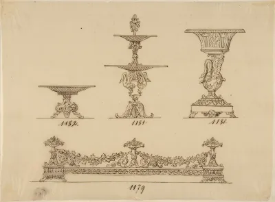 Design for a Compote Dish, a Server and an Urn