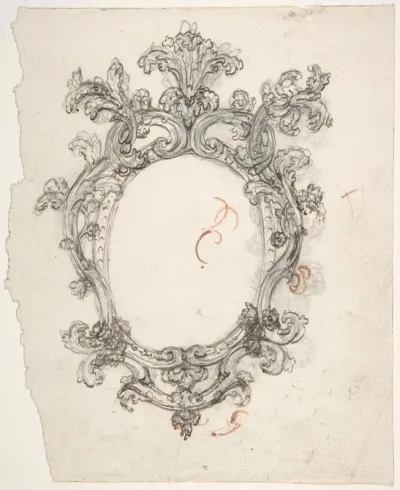 Design for a Decorative Oval Frame (recto); Half sketch for a Decorative Oval Frame (verso)