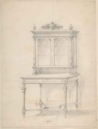 Design for a Desk with Cabinet