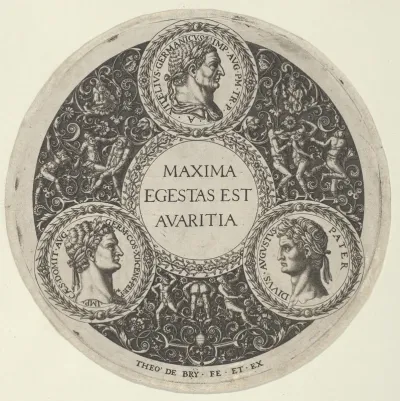 Design for a Dish with Portraits of the Roman Emperors Vetllius, Domitian, and Augustus