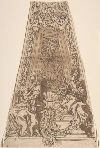 Design for a Dome Compartment with Figures of Charity and Fortitude?