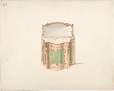 Design for a Dressing Cabinet with Marble Top and Mirror
