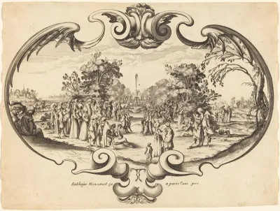Design for a Fan: Courtly Figures in a Landscape