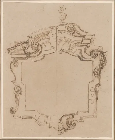 Design for a Frame Surmounted by a Lamp, Showing Two Alternative Ideas