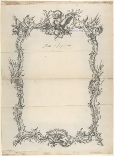 Design for a frame with Eagles and Trophies