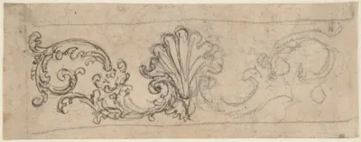 Design for a Frieze Decorated With a Palmette and Tendrils (recto); Two Designs for a Rosette (verso)