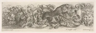Design for a Frieze with Acanthus Scrolls and a Leopard in the Center, plate 10 from "Decorative friezes and foliage" (Ornamenti di fregi e fogliami)