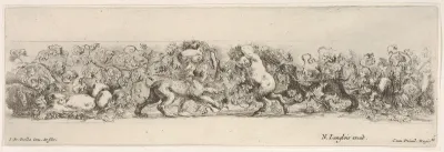 Design for a Frieze with Putti carrying a Vine and Three Felines, plate 11 from "Decorative friezes and foliage" (Ornamenti di fregi e fogliami)
