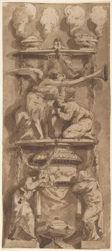 Design for a Funerary Monument or Epitaph with Mourning Figures