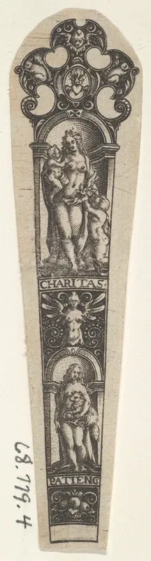 Design for a Knife Handle with Personifications of Charity and Patience
