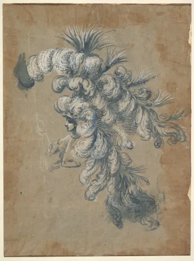 Design for a Lavish Headdress with Feathers
