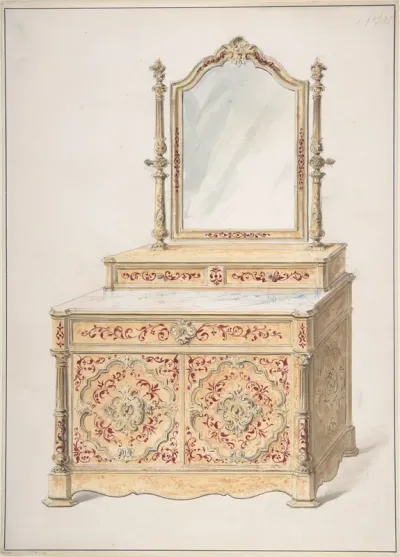 Design for a Marble-topped Cabinet and Mirror