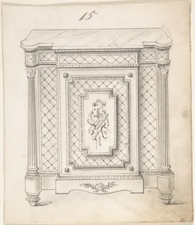 Design for a Marble-topped Cabinet with Musical Ornament