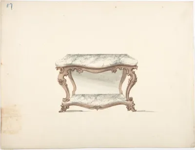 Design for a Marble Topped Table with a Marble Shelf