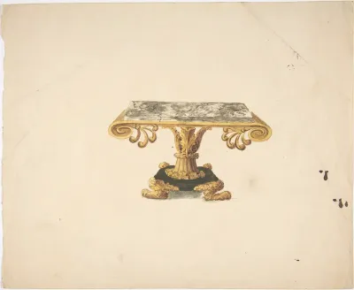 Design for a Marble Topped Table with Gilded Pedestal and Lion's Feet
