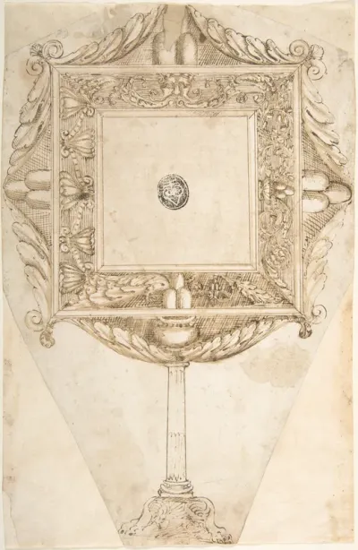 Design for a Mirror with the Sigil of Three Mountains (Family Crest of the Monti?)