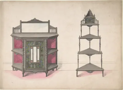 Design for a Mirrored Cabinet and a Set of Corner Shelves