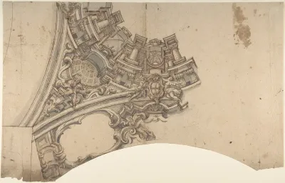 Design for a Part of a Painted Vaulted Ceiling with a Coat of Arms in Form of a Cross