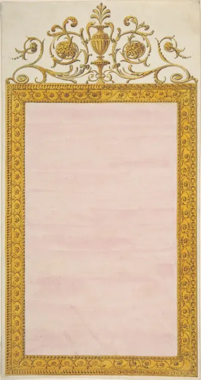 Design for a Pier-glass of Oblong Form, the Cresting a Scroll and Urn