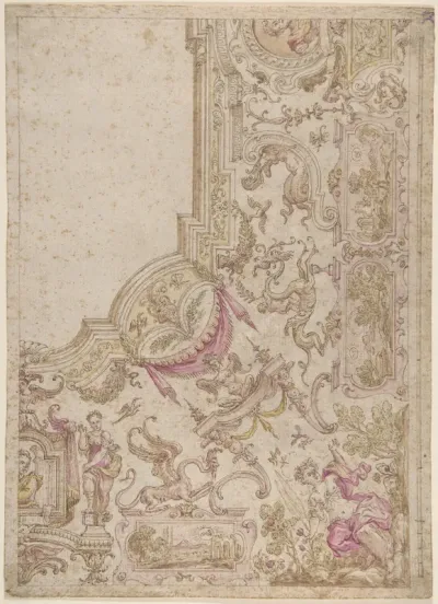 Design for a Quarter of a Ceiling with Grotesque Decorations