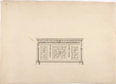 Design for a Renaissance Style Carved Cabinet