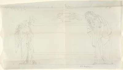 Design for a sarcophagus with two mourning figures
