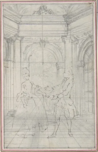 Design for a Scene in Pierre de Laujon's "L'Amoureux de quinze ans, ou la Double-Fête..."