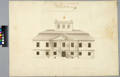 Design for a School Building in Karlstad. Front elevation