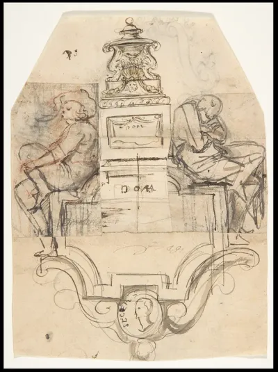 Design for a sepulchral monument (recto); Design for a monument (verso)