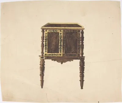 Design for a Small Cabinet with Elaborately Carved Legs