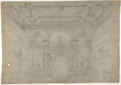 Design for a Stage Set at the Opéra, Paris: Interior with Coiffered Ceiling