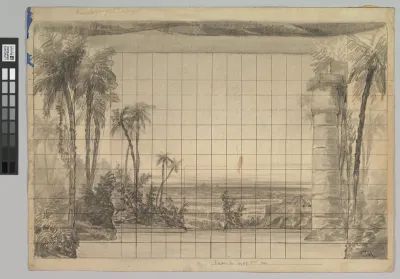Design for a Stage Set: Backdrop of Tropical Landscape