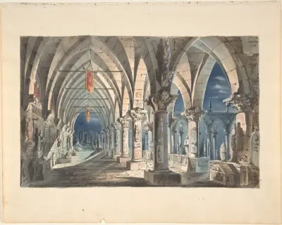 Design for a Stage Set: Cloister at Night