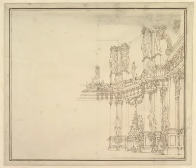 Design for a Stage Set: Palace Hall with Columns and Statues