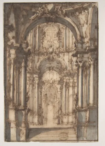 Design for a Stage Set (recto); Fragmentary Sketch of a Plan (verso)