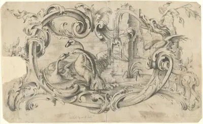 Design for a Tablet for a Chimney-Piece with Two Swans enclosed within a Cartouche