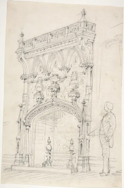 Design for a Tall Chimneypiece, Decorated with Vases
