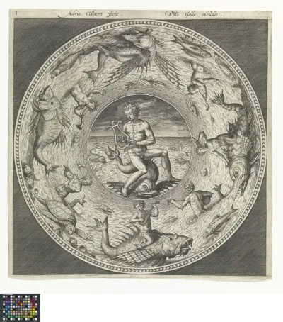 Design for a tazza with Arion on a dolphin