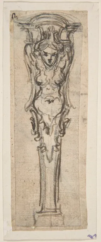 Design for a Term shaped like a Winged Female Figure