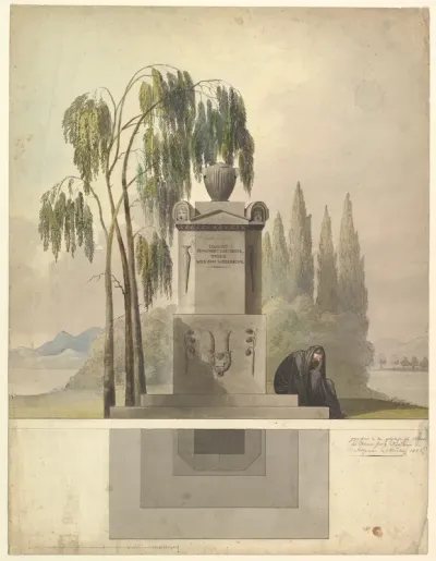 Design for a Tomb, Rothgeisser in Nuremberg (Elevation and Ground Plan)
