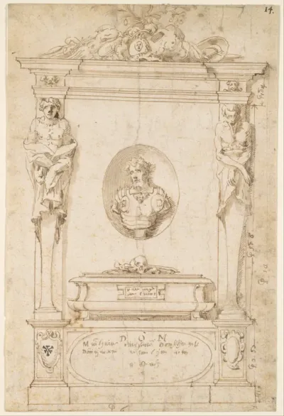 Design for a Tomb with Herms and a Niche with a Bust Portrait