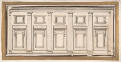 Design for a Wall Elevation with Five Bays in the Doric Order