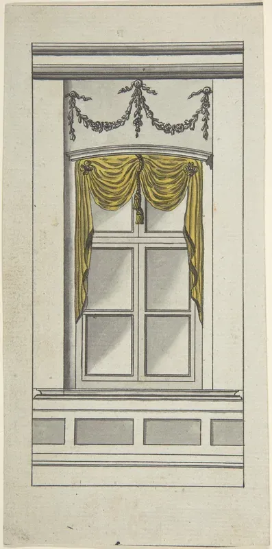 Design for a Window with Yellow Drapery