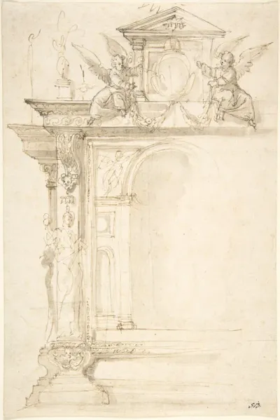 Design for an Altar or Monument with Angels and Other Figures
